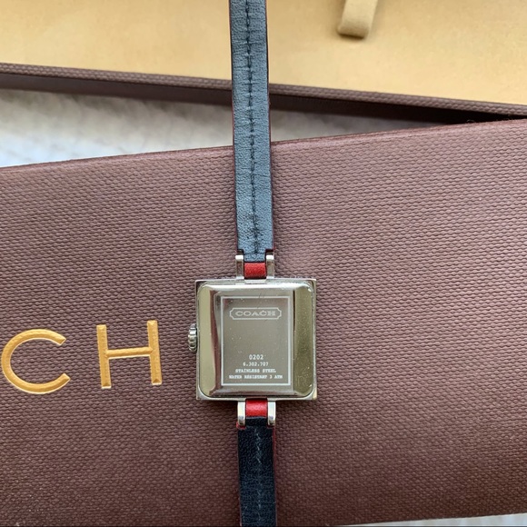 Vintage Coach Slim Watch Leather Strap with Silver Hardware - Red - Picture 4 of 12